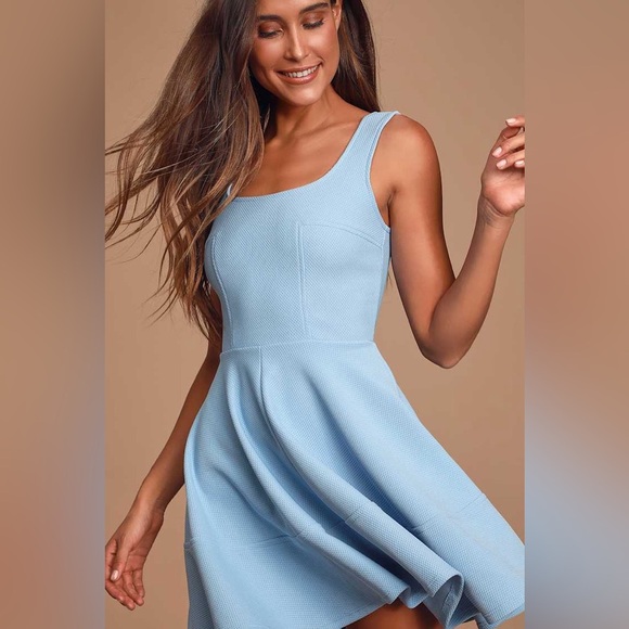 Lulus Home Before Daylight Mini Knee Length Dress, Periwinkle Sky Blue, Size S - Picture 3 of 14